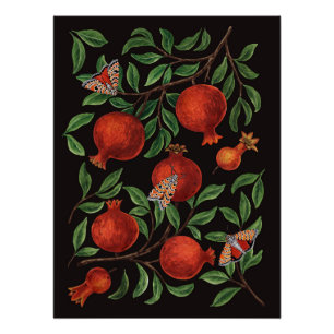 Pomegranates and Bella Moths Poster