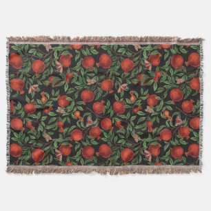 Pomegranates and Bella Moths Throw Blanket