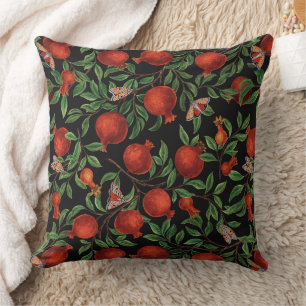Pomegranates and Bella Moths Throw Pillow