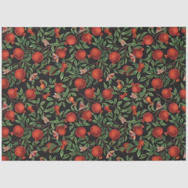 Pomegranates and Bella Moths  Tissue Paper (Front)
