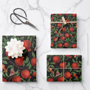 Pomegranates and Bella Moths Wrapping Paper Sheets
