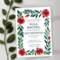 Pomegranates Custom Bat Bar Mitzvah Watercolor