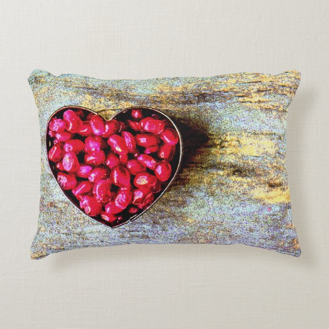 "Pomegranates Heart Fruit" Cute Photo. Buy Now Accent Pillow (Front)