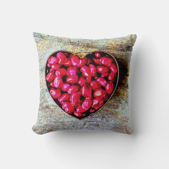 "Pomegranates Heart Fruit" Cute Photo. Buy Now Throw Pillow (Front)
