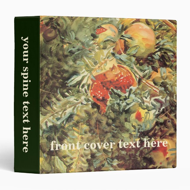 Pomegranates II by John Singer Sargent 3 Ring Binder (Front/Spine)