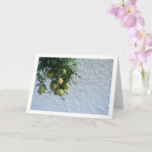 Pomegranates in Tree White Wall Portrait Card