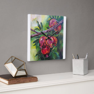 Pomegranates of the Autumn Harvest by Alfred Fox Square Wall Clock
