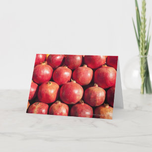 Pomegranates on display at the Carmel Market Card