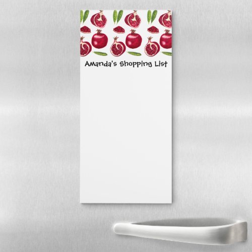 Pomegranates Watercolor Custom Grocery Shopping Magnetic Notepad