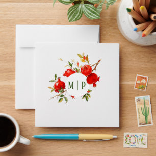 Pomegranates watercolor theme Bright colors Envelope