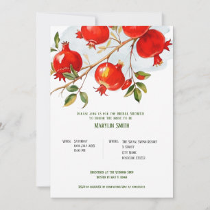 Pomegranates watercolor theme Bright colors Invitation