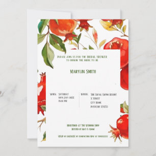 Pomegranates watercolor theme Bright colors Invitation
