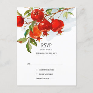 Pomegranates watercolor theme Bright colors Postcard