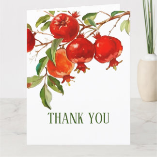 Pomegranates watercolor theme Bright colors Thank You Card