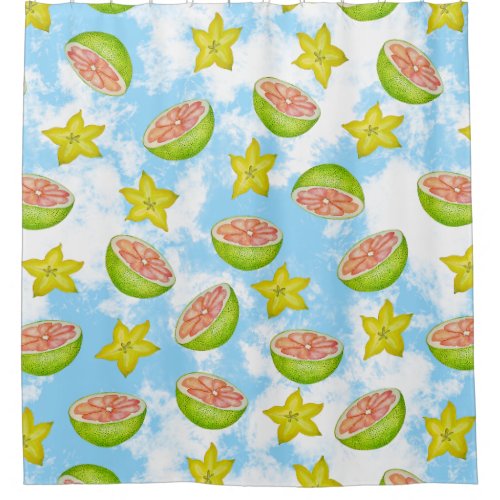 Pomelo and Starfruit  Shower Curtain