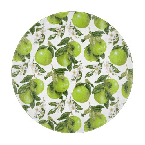 Pomelo Fruit branches with blooming flowers Cutting Board