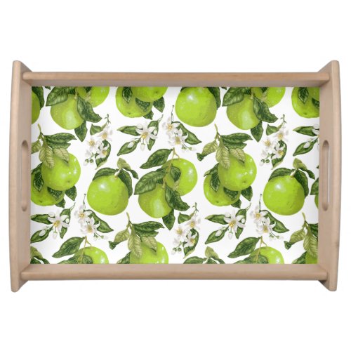 Pomelo Fruit branches with blooming flowers Serving Tray