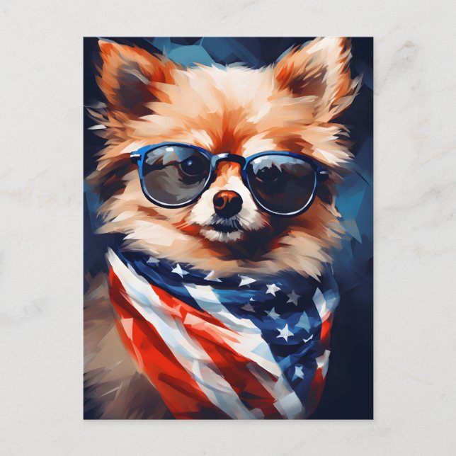 Pomeranian 4th of July Independence day Postcard (Front)