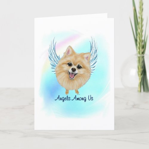 Pomeranian Angel Dog Pet Loss Sympathy Card
