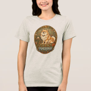 Pomeranian Art Nouveau Vintage Dog Boho Tri-Blend Shirt