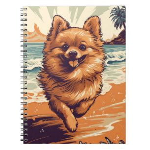 Pomeranian at the beach notebook
