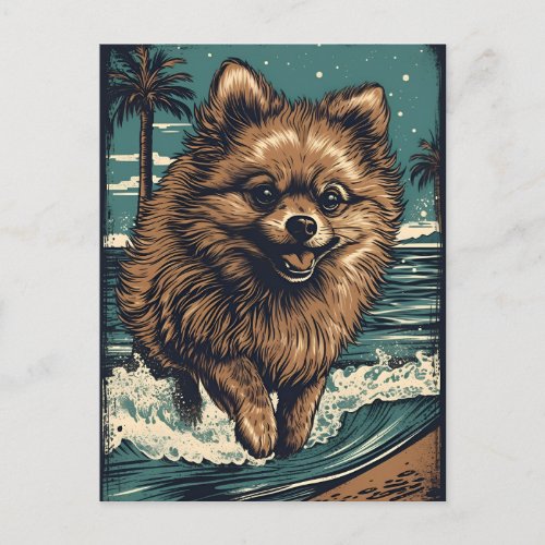 Pomeranian at the beach postcard