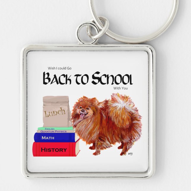 Pomeranian Back to School Keychain (Front)