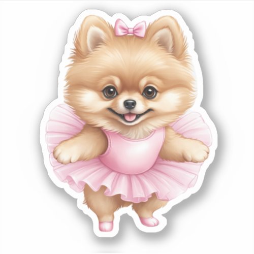 Pomeranian Ballerina Sticker 3 x 3