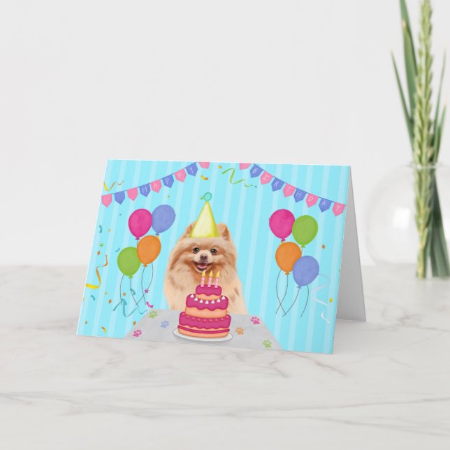Pomeranian Birthday Holiday Card (Front)