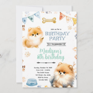 Pomeranian birthday Party Invitation