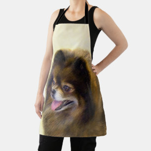 Pomeranian Black and Tan Painting Original Dog Art Apron