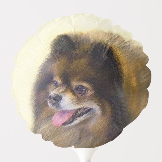 Pomeranian Black and Tan Painting Original Dog Art Balloon (Front)