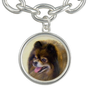 Pomeranian Black and Tan Painting Original Dog Art Bracelet