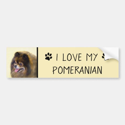 Pomeranian Black and Tan Painting Original Dog Art Bumper Sticker
