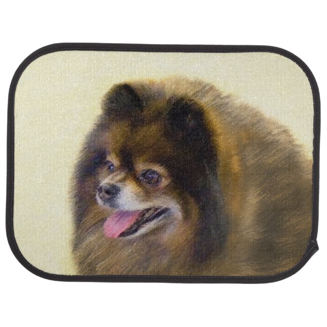 Pomeranian Black and Tan Painting Original Dog Art Car Floor Mat (Rear)