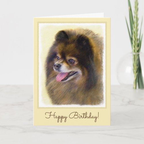 Pomeranian Black and Tan Painting Original Dog Art Card