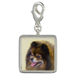 Pomeranian Black and Tan Painting Original Dog Art Charm