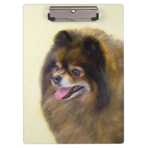 Pomeranian Black and Tan Painting Original Dog Art Clipboard