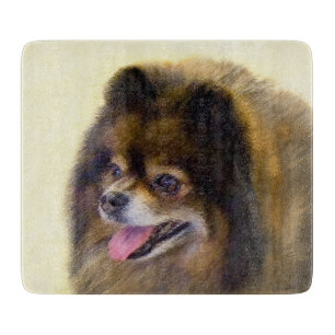 Pomeranian Black and Tan Painting Original Dog Art Cutting Board