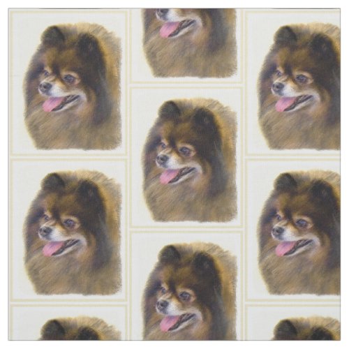 Pomeranian Black and Tan Painting Original Dog Art Fabric