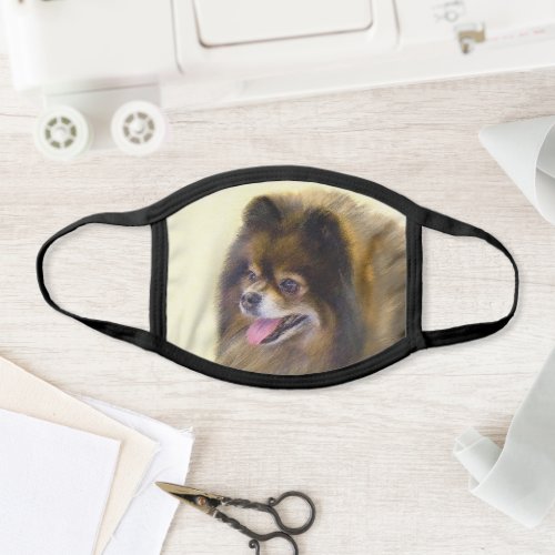 Pomeranian Black and Tan Painting Original Dog Art Face Mask