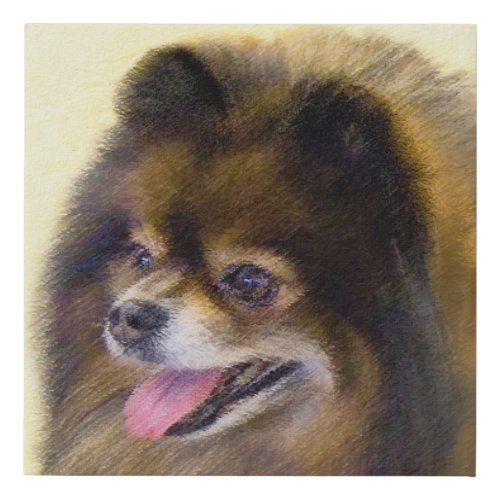 Pomeranian Black and Tan Painting Original Dog Art Faux Canvas Print