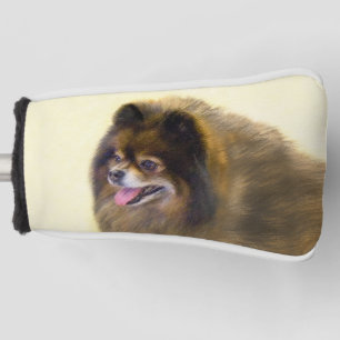 Pomeranian Black and Tan Painting Original Dog Art Golf Head Cover