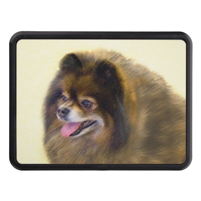 Pomeranian Black and Tan Painting Original Dog Art Hitch Cover (Front)