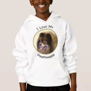 Pomeranian Black and Tan Painting Original Dog Art Hoodie