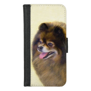 Pomeranian Black and Tan Painting Original Dog Art iPhone 8/7 Wallet Case