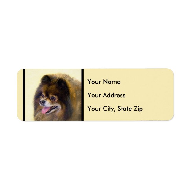 Pomeranian Black and Tan Painting Original Dog Art Label (Front)