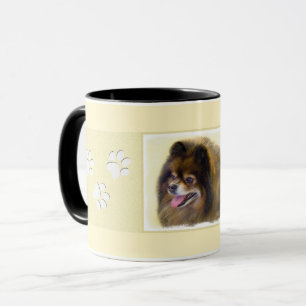 Pomeranian Black and Tan Painting Original Dog Art Mug