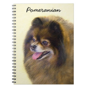 Pomeranian Black and Tan Painting Original Dog Art Notebook