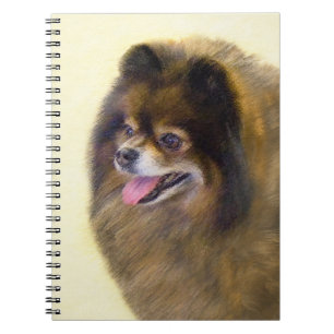 Pomeranian Black and Tan Painting Original Dog Art Notebook